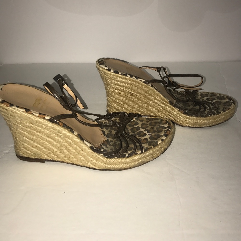 Moschino Leopard and espadrillr strappy wedges